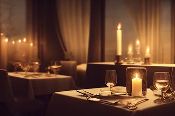 Fototapeten Romantisches Abendessen mit Kerzenlicht Illustration  © Stephan