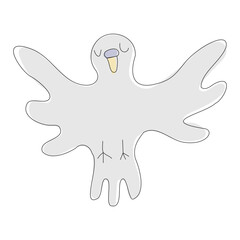 bird vector comic catoon dove on white background.
