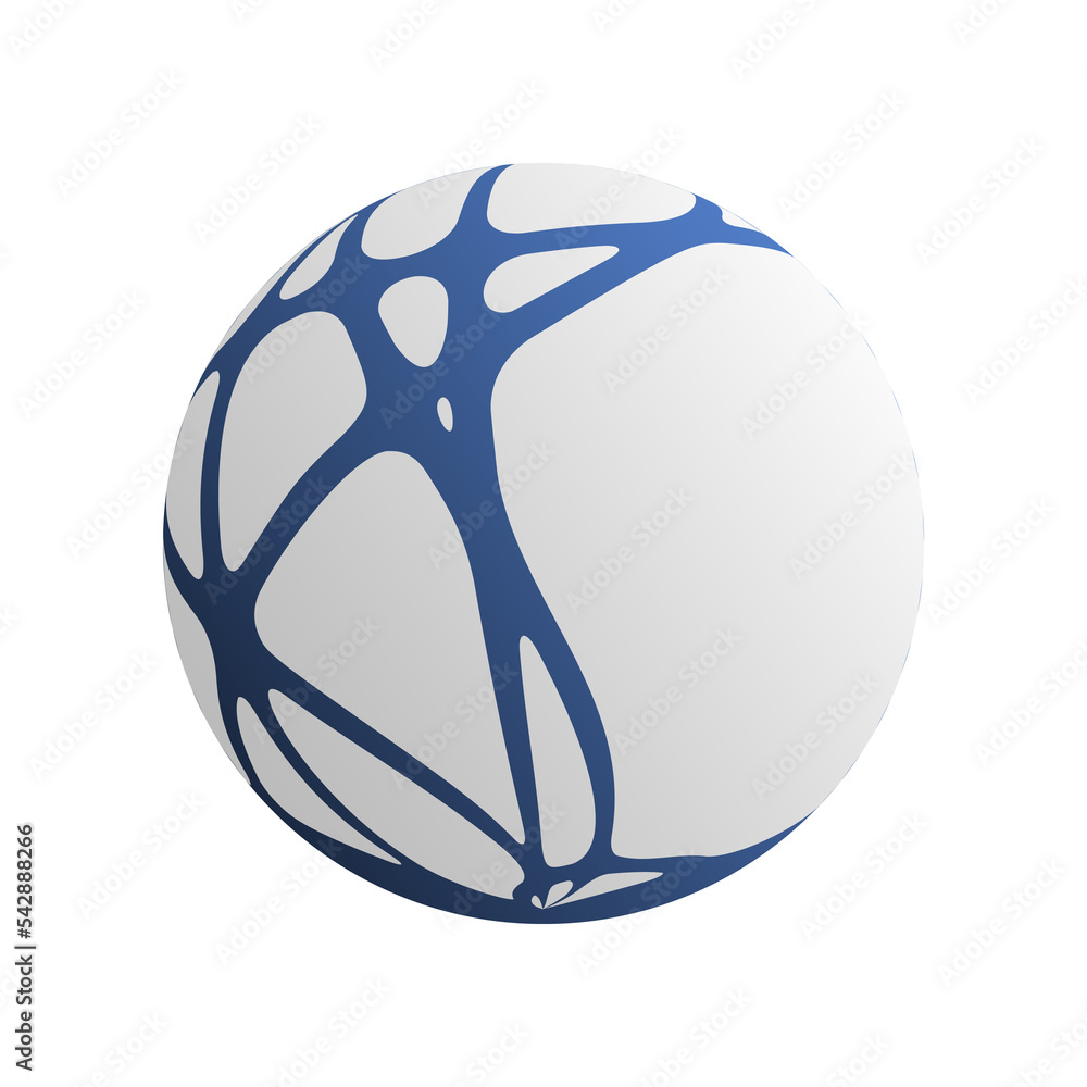 Poster networks - abstract grey globe design with flowing, crossing blue lines pattern on transparent backg