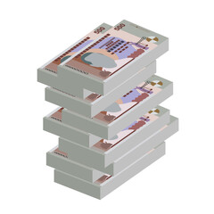 Mauritius Rupee Vector Illustration. Mauritian money set bundle banknotes. Paper money 500 MUR. Flat style. Isolated on white background. Simple minimal design.