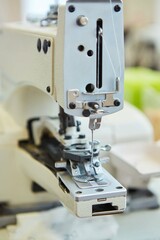 Industrial sewing production or atelier. Sewing machines for creating clothes.
