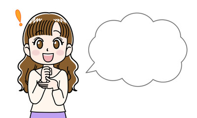 オフィス女性が問題解決した表情のイラスト