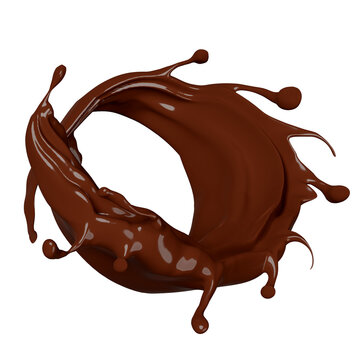3d milk chocolate ripple whirlpool splash isolated. 3d render illustration