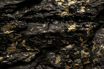 macro photo of coal with pyrite, texture background