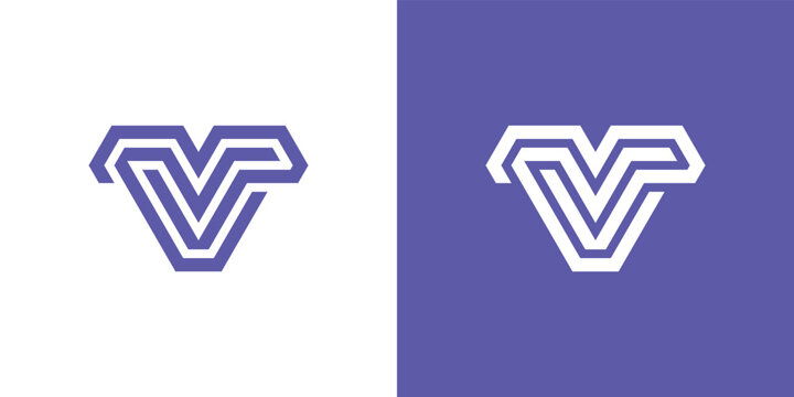Modern and minimalist initial letter VV or 2V monogram logo