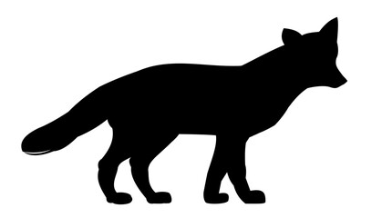 Fox is standing. Animal silhouette. Wild life picture. Isolated on white background. Vector.
