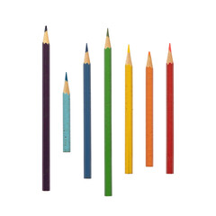 Used rainbow colored pencils isolated on white background