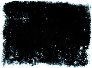 A frame of a frosty pattern of ice crystals on a black background. A frame with an abstract ice structure allows you to apply or add a frost effect. Frost on the glass, freezing effect