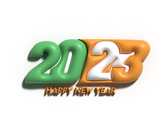 2023 Happy New Year 3D Text Typography Design Element.
