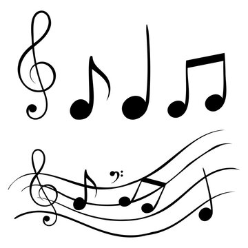 Set of music note doodle . Vector illustration