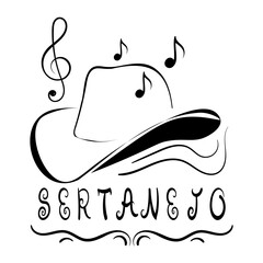 Sertanejo Vector Illustration Hand-drawn design on white Background. Vector illustration