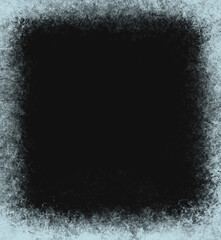 A frame of a frosty pattern  on a black background. A frame with an abstract ice structure allows you to apply or add a frost effect. Frost on the glass, freezing effect