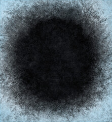 A frame of a frosty pattern on a black background. A round frame with an abstract ice structure allows you to apply or add a frost effect. Frost on the glass, freezing effect