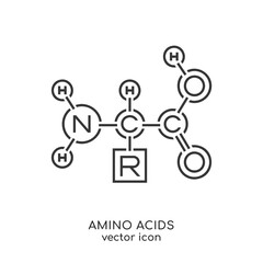 Amino acids icon. Black sign. Editable vector illustration.