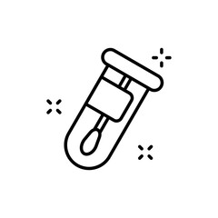 Test tube line icon. Pipette, laboratory analysis, viral disease, bacteria culture, sealed packaging, covid 19, coronavirus, swab, hospital, patient, laboratory assistant. Healthcare concept