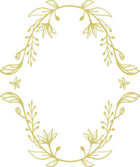Flower Wreath Frame Line Art
