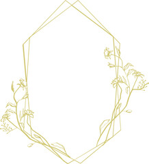 Flower Wreath Frame Line Art