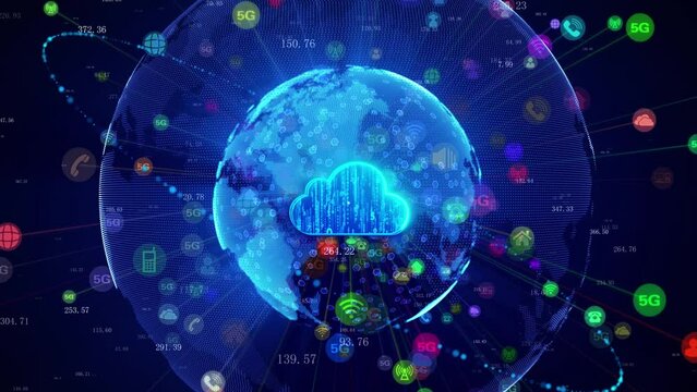  Globalization and cloud computing distributed storage concept