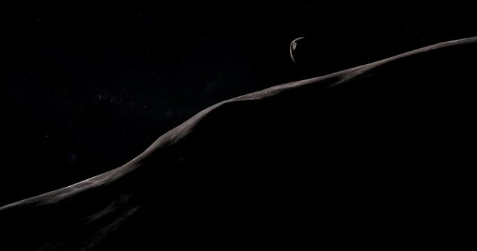 Varuna surface, trans-Neptunian object, with moon or satellite orbiting around