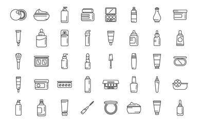 Korean cosmetics icons set outline vector. Aloe avocado. Bio mask