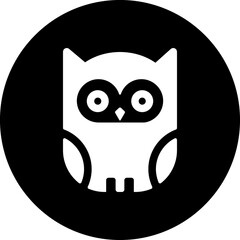 Owl circle black icon
