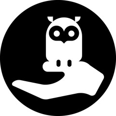 Owl circle black icon