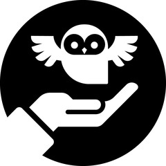 Owl circle black icon