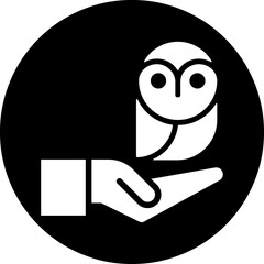 Owl circle black icon