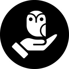 Owl circle black icon