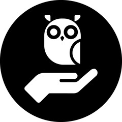 Owl circle black icon