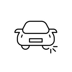 service station line icon. Accident, punctured tire, tire service, car, bad road conditions, drunk driving, driver's license, spare tire, driver, transport, jam, pothole. Road traffic concept