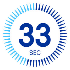 33 seconds,concept of time,timer icon,vector illustration,circle time pie diagram.