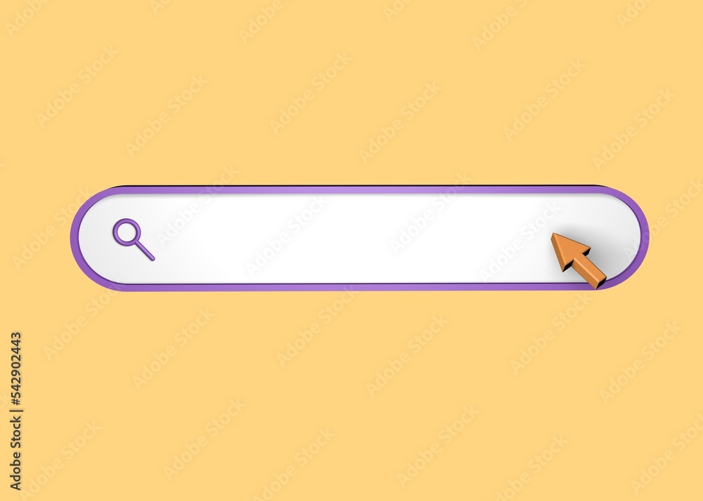 Poster search bar template for the site. search navigation for the browser. realistic 3d arrow, cursor. cre