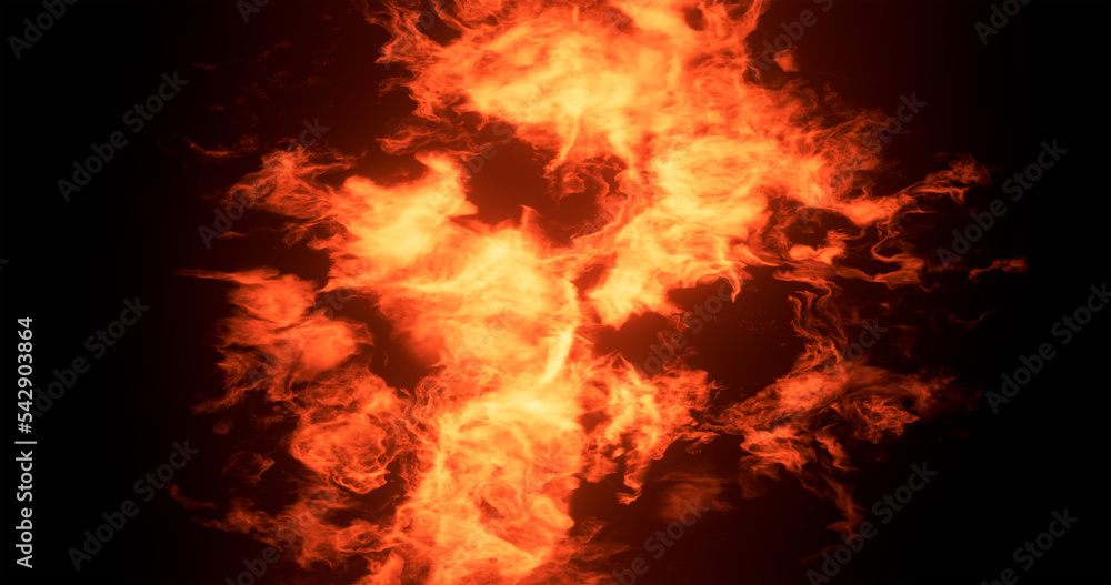 Poster 3d rendering. texture of flame or high temperature fire.