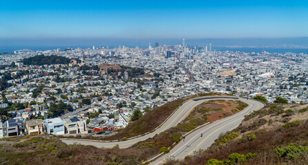 San Francisco, CA, USA - September 2, 2022: General view of the city from the top of Twin Peaks