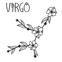 Virgo zodiac sign svg, Floral constellation svg, Horoscope monogram - obrazy, fototapety, plakaty