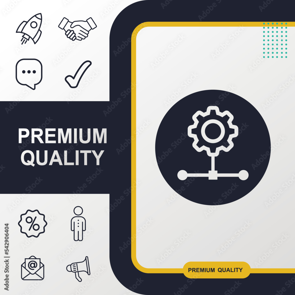 Poster setting server icon graphic element. modern design.