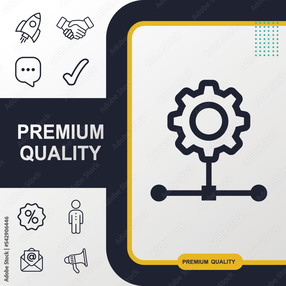 Poster setting server icon graphic element. modern design.