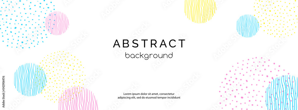 Wall mural abstract long minimalistic white background with dotted circles. facebook banner tamplate, web heade