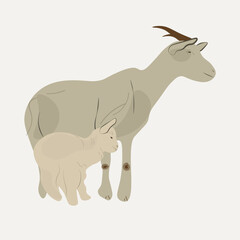 illustration of a goat and her kid