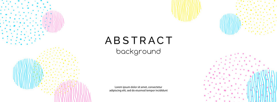 Abstract long minimalistic white background with dotted circles. Facebook banner tamplate, web header