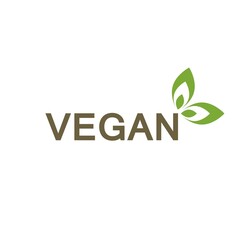Vegan diet logo with leaf icon isolated on white background