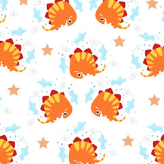 Fototapeta na wymiar Seamless pattern with cute cartoon animals perfect for wallpaper