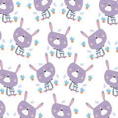 Seamless pattern with cute cartoon animals perfect for wallpaper