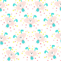 Seamless pattern with cute cartoon animals perfect for wallpaper