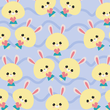 Seamless pattern with cute cartoon animals perfect for wallpaper