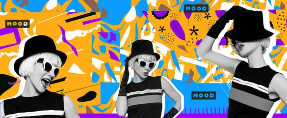 fashion retro collage girl