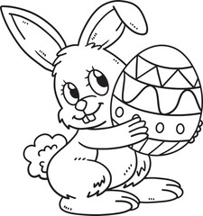 Bunny Carrying Easter Egg Isolated Coloring Page