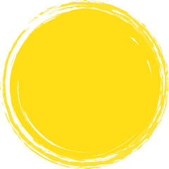 Yellow brush circle. Round stamp vector isolated on background. Painted yellow brush circle vector. For grunge badge, seal, ink and stamp design template. Round grunge hand drawn circle shape, vector