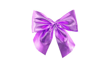 Violet brilliant Ribbon Bow isolated on white background